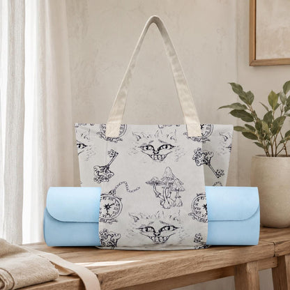 Alice in Wonderland Yoga Tote Bag, Cheshire Cat Gym Bag With Mat Holder