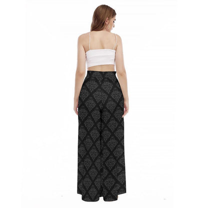 Gothic Damask Wide Leg Pants, High Waist Flowy Trousers, Victorian Lounge Wear