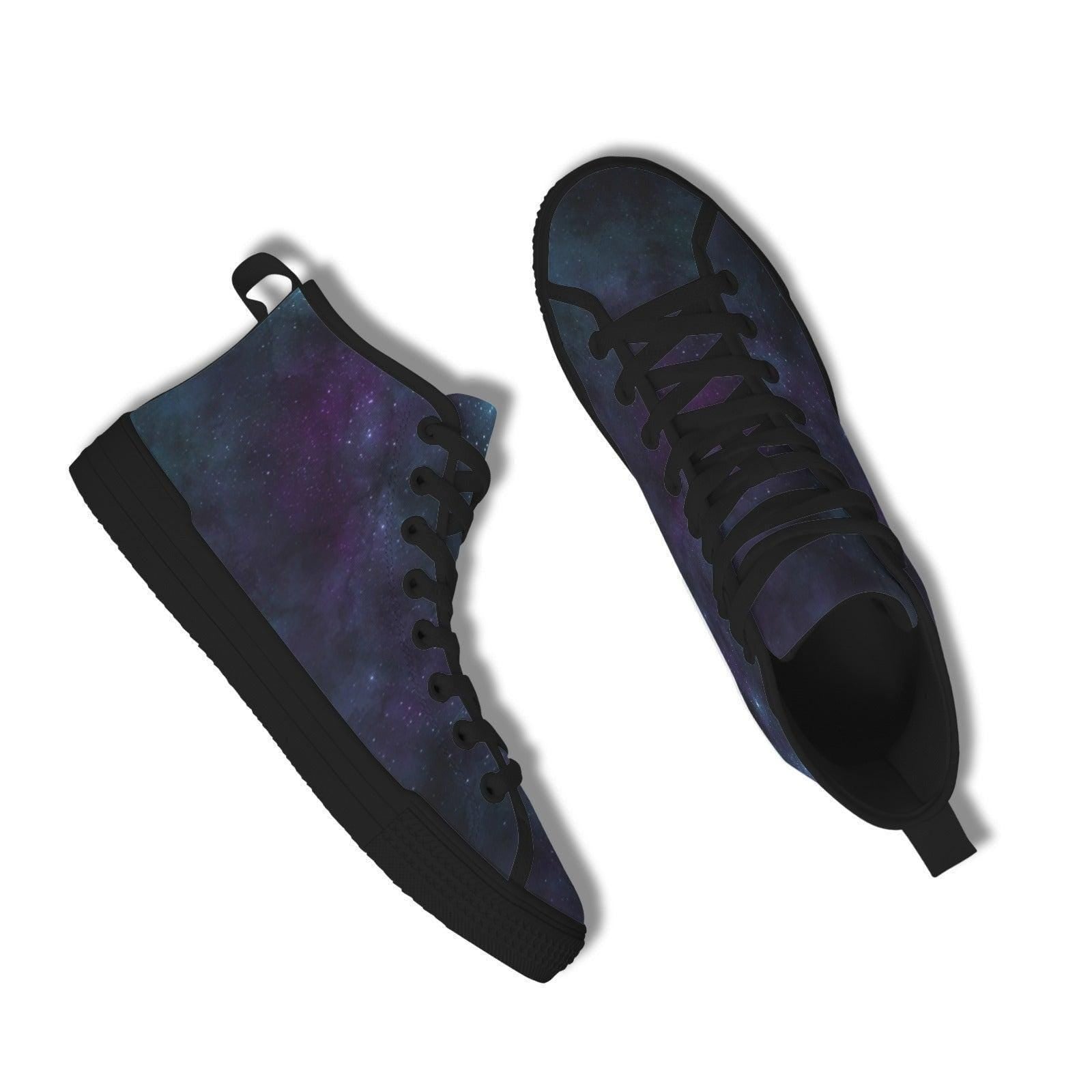Galaxy High Top Sneakers, Blue Purple Nebula Canvas Shoes, Astronomy Lover Kicks
