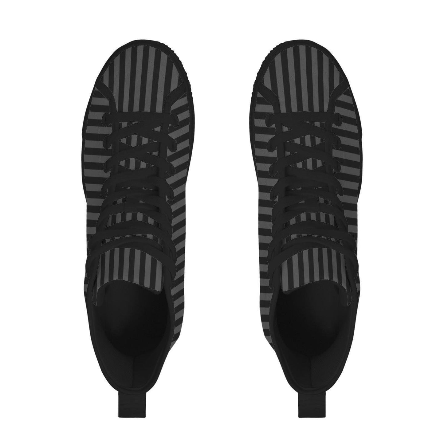 Pinstripe High Top Sneakers, Black Gray Vertical Stripe Canvas Shoes, Dark Academia Kicks