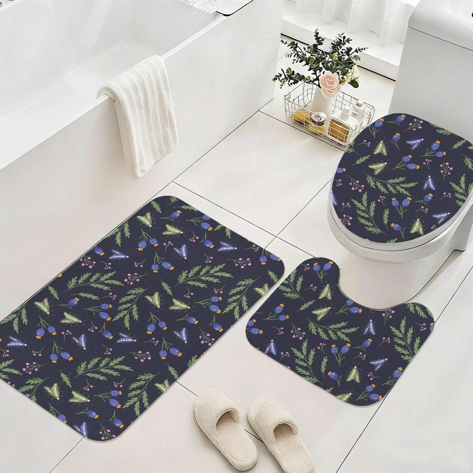 Woodland Moth 3-Piece Bathroom Rug Set