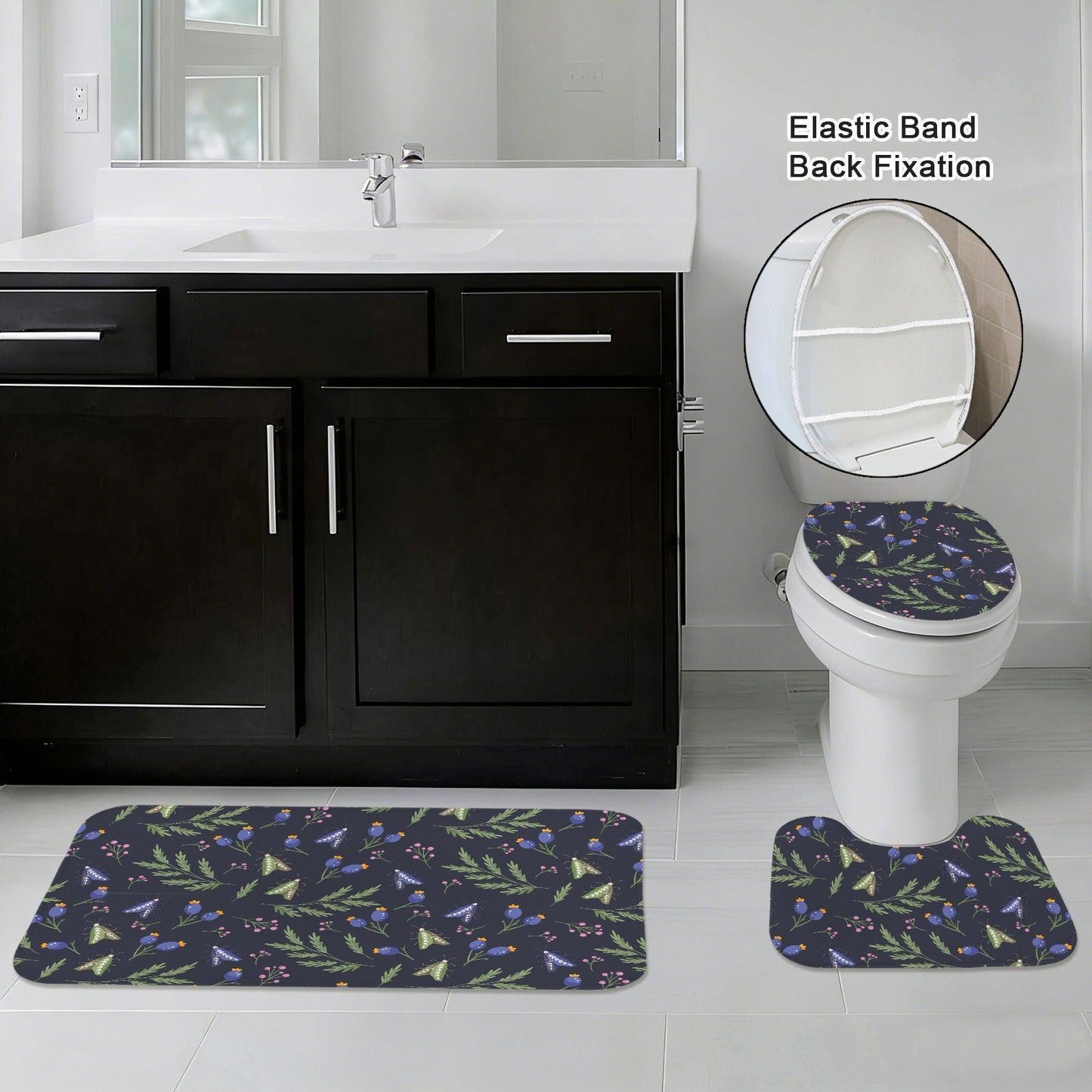 Woodland Moth 3-Piece Bathroom Rug Set