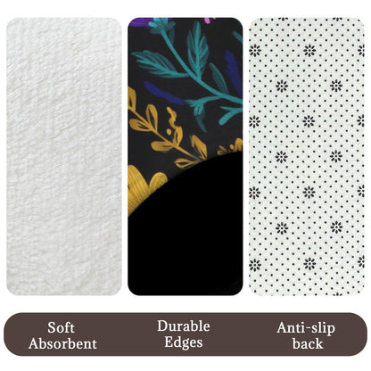 Wildflower Bathroom Rug Set, Dark Pink Purple Bath Mat and Toilet Contour Rug