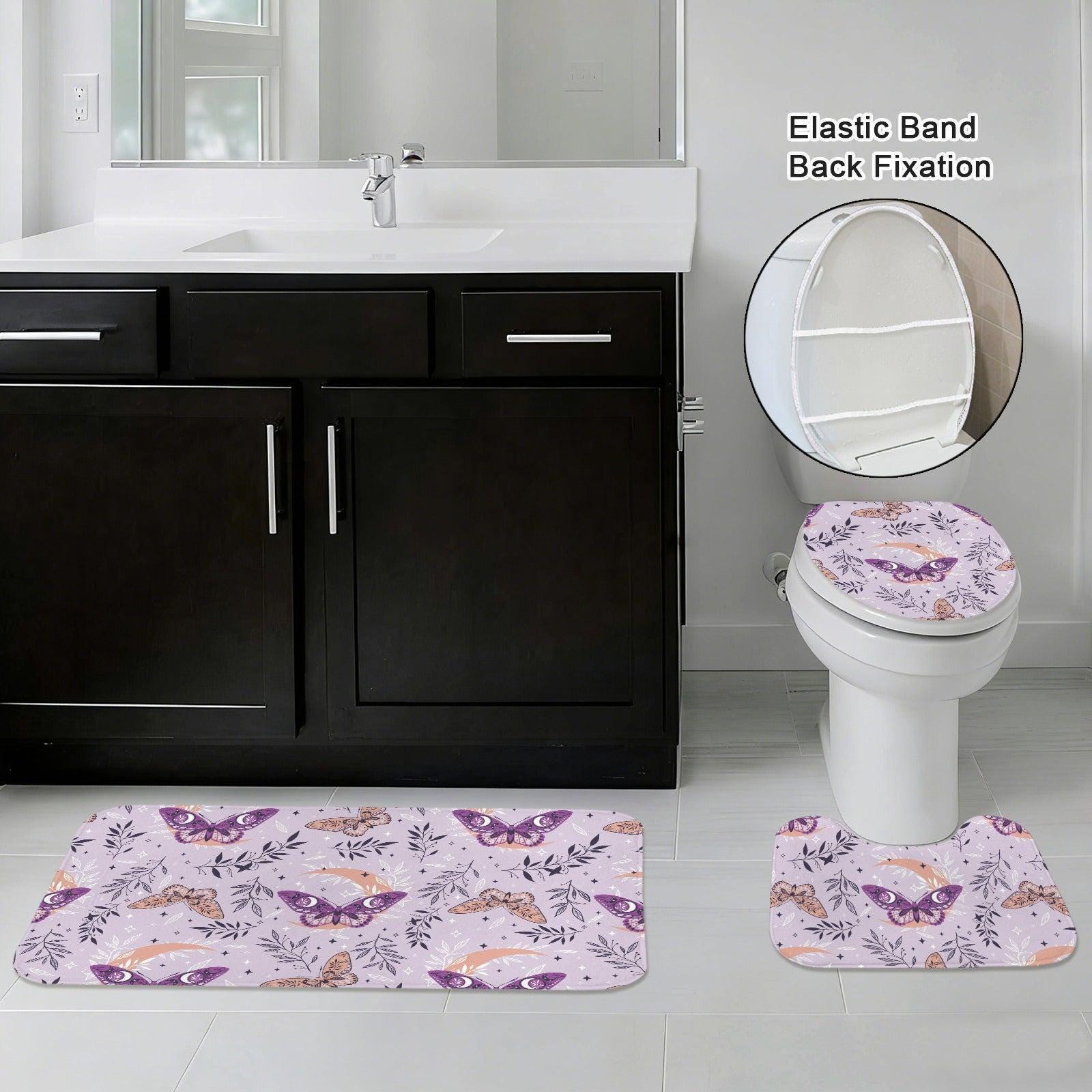 Lavender Moth 3-Piece Bathroom Rug Set