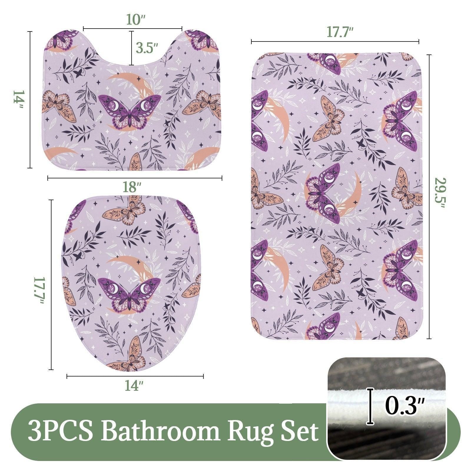 Lavender Moth 3-Piece Bathroom Rug Set