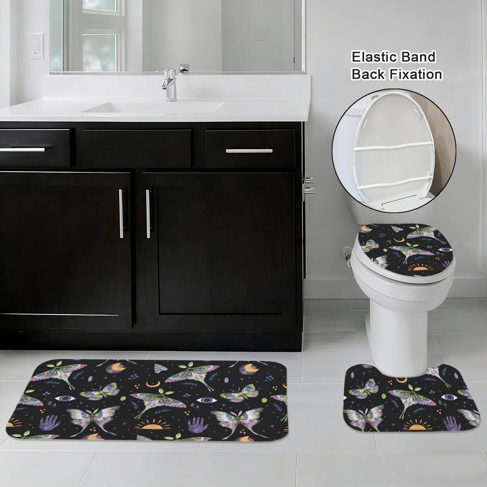 Whimsigoth Moth 3-Piece Bathroom Rug Set