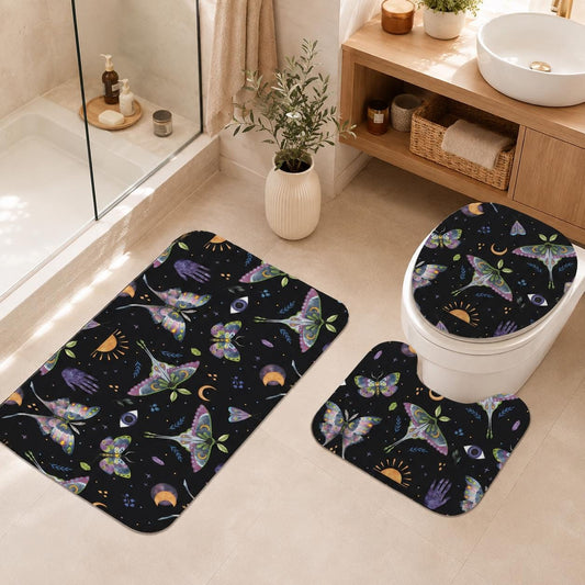 Whimsigoth Moth 3-Piece Bathroom Rug Set