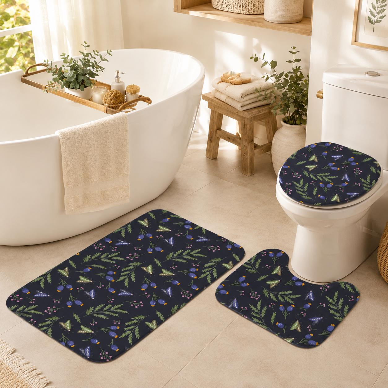 Woodland Moth 3-Piece Bathroom Rug Set