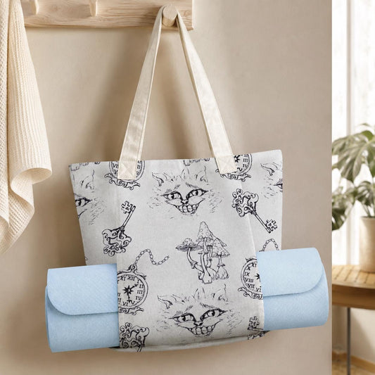 Alice in Wonderland Yoga Tote Bag, Cheshire Cat Gym Bag With Mat Holder