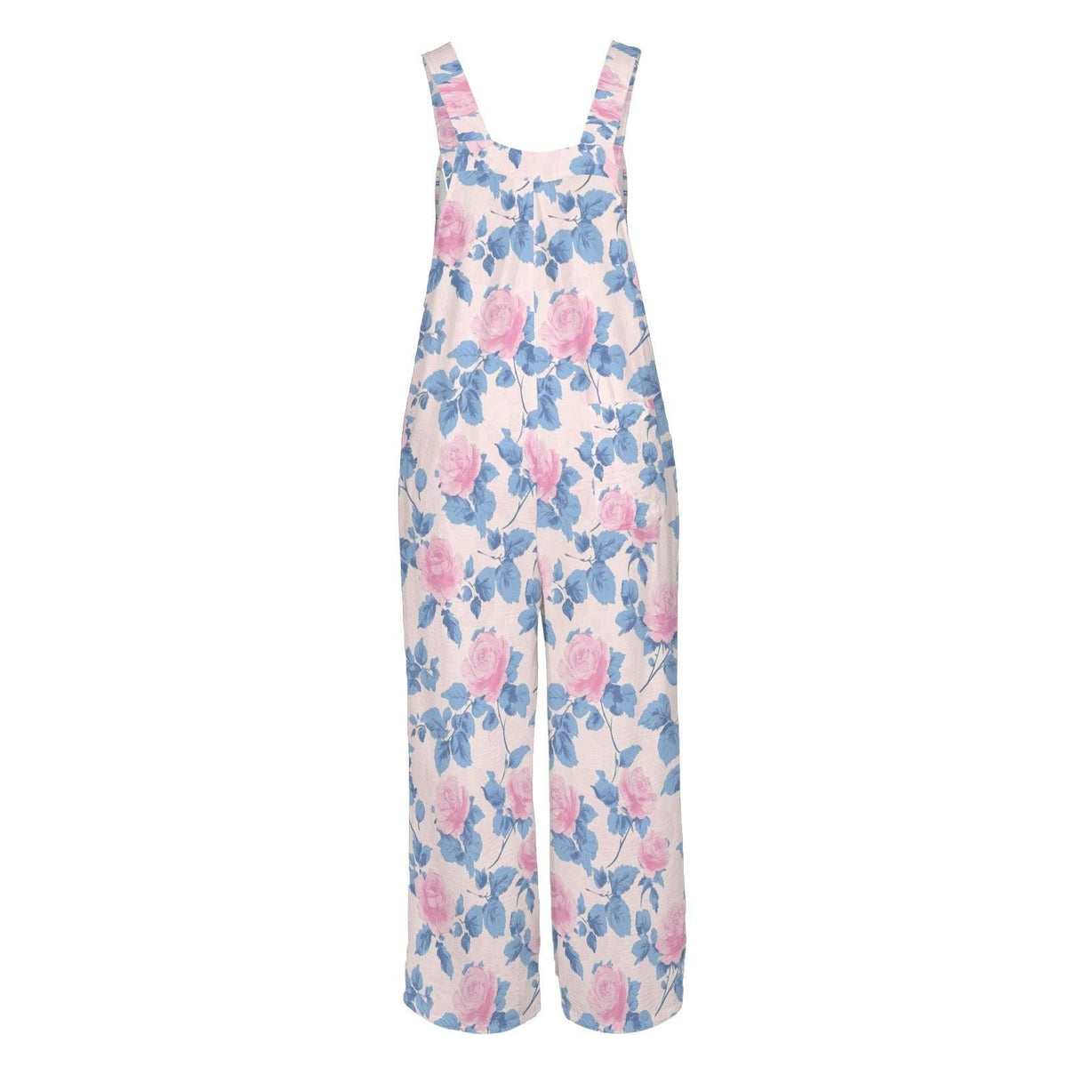 Floral Butterfly Jumpsuit: Blush Pink Wide Leg, Sleeveless, Pockets