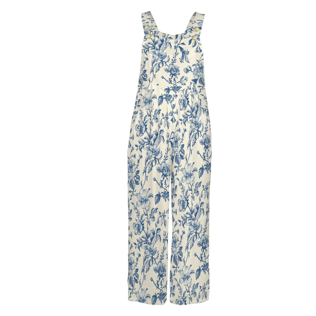 Boho Floral Jumpsuit: Wide Leg, Sleeveless, Pockets (95% Polyester)