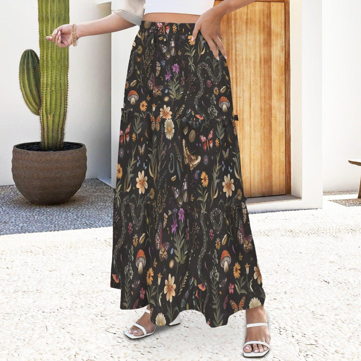 Enchanted Woodland Maxi Skirt, Mushrooms, Moths and Ferns