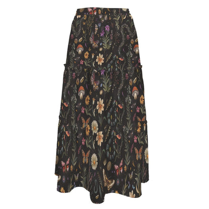 Enchanted Woodland Maxi Skirt, Mushrooms, Moths and Ferns