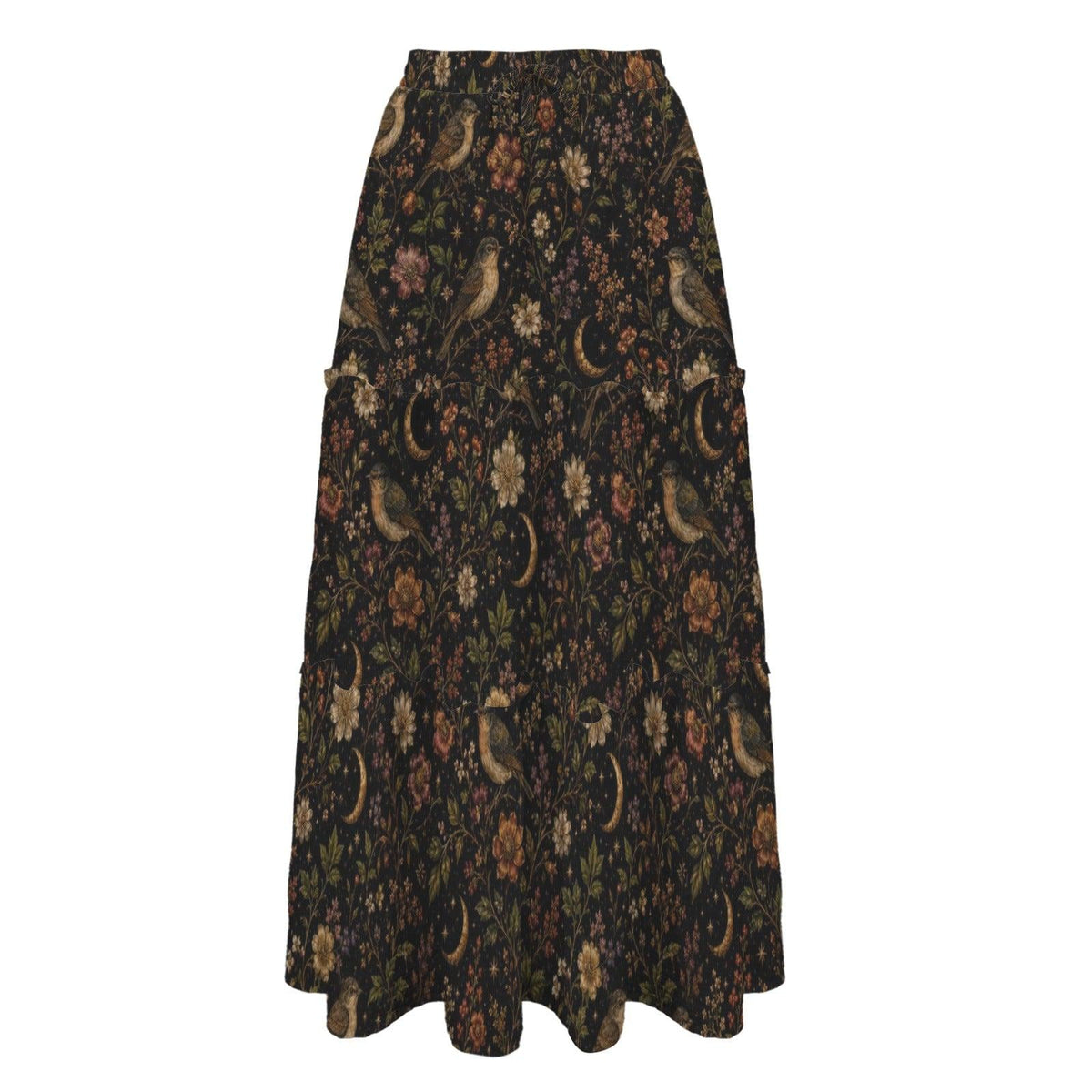 Celestial Forest Maxi Skirt, Black Moon Botanical Design