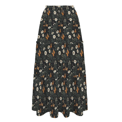 Daisy Maxi Skirt, Charcoal Tiered Wildflower Skirt