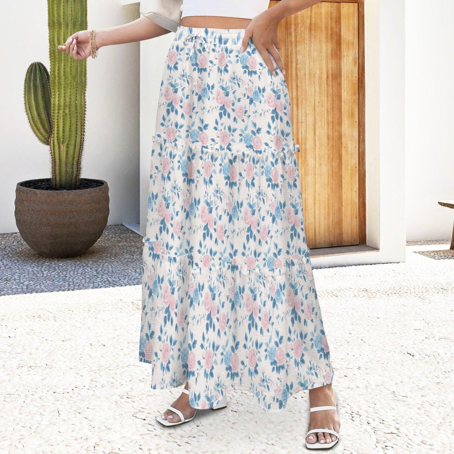 High Waist Tiered Maxi Skirt