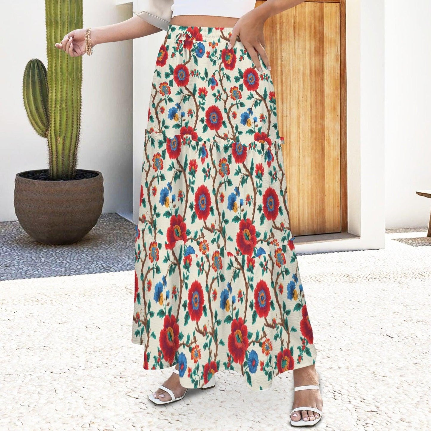 High Waist Tiered Maxi Skirt