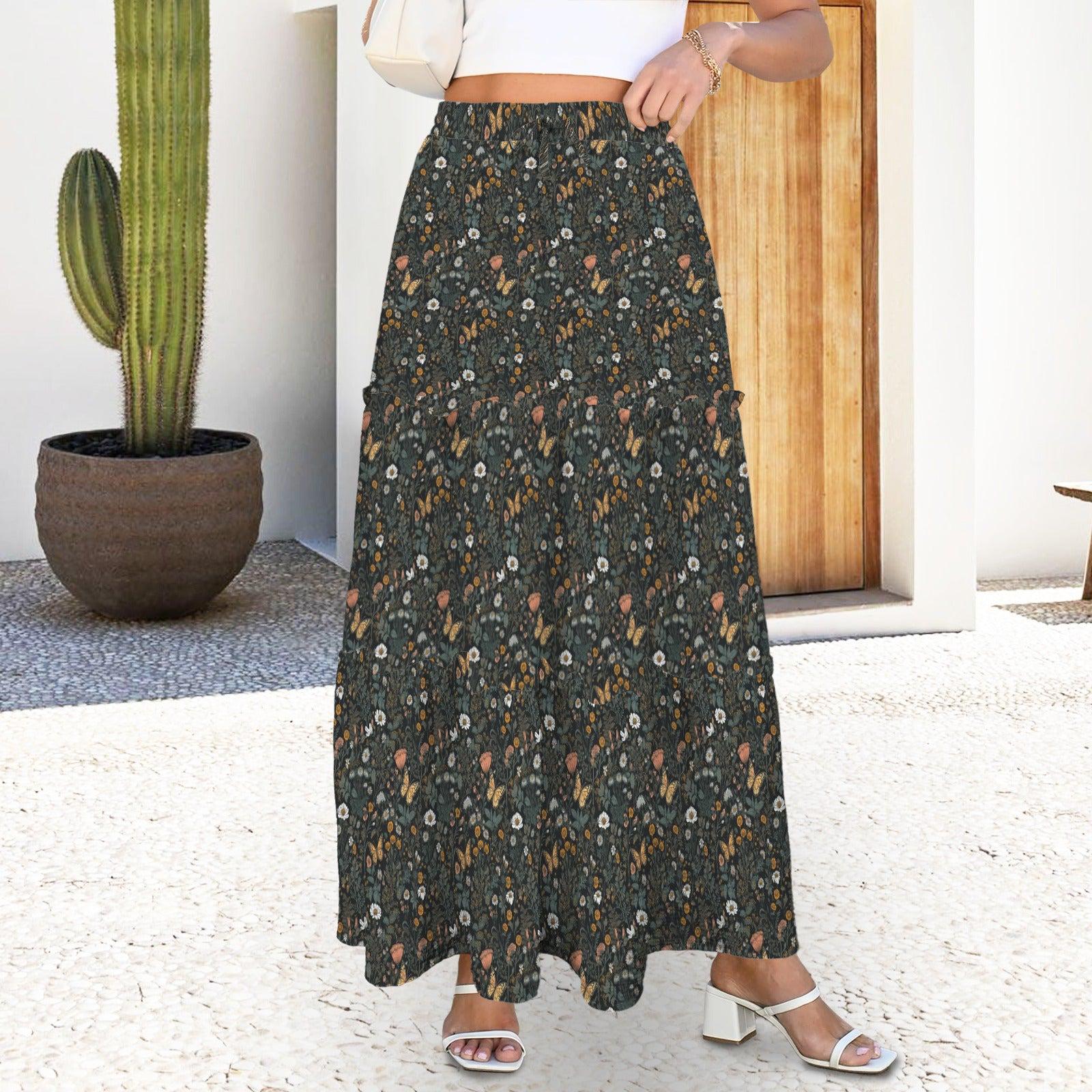 High Waist Tiered Maxi Skirt