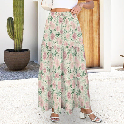 High Waist Tiered Maxi Skirt