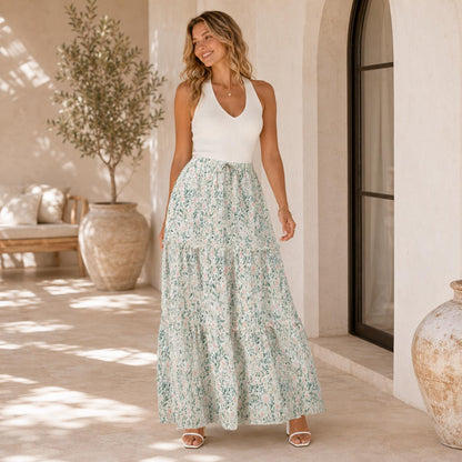 High Waist Tiered Maxi Skirt