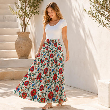 High Waist Tiered Maxi Skirt