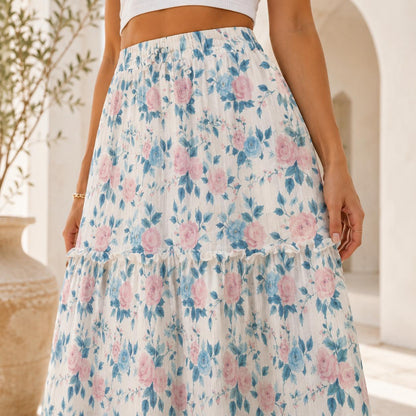High Waist Tiered Maxi Skirt