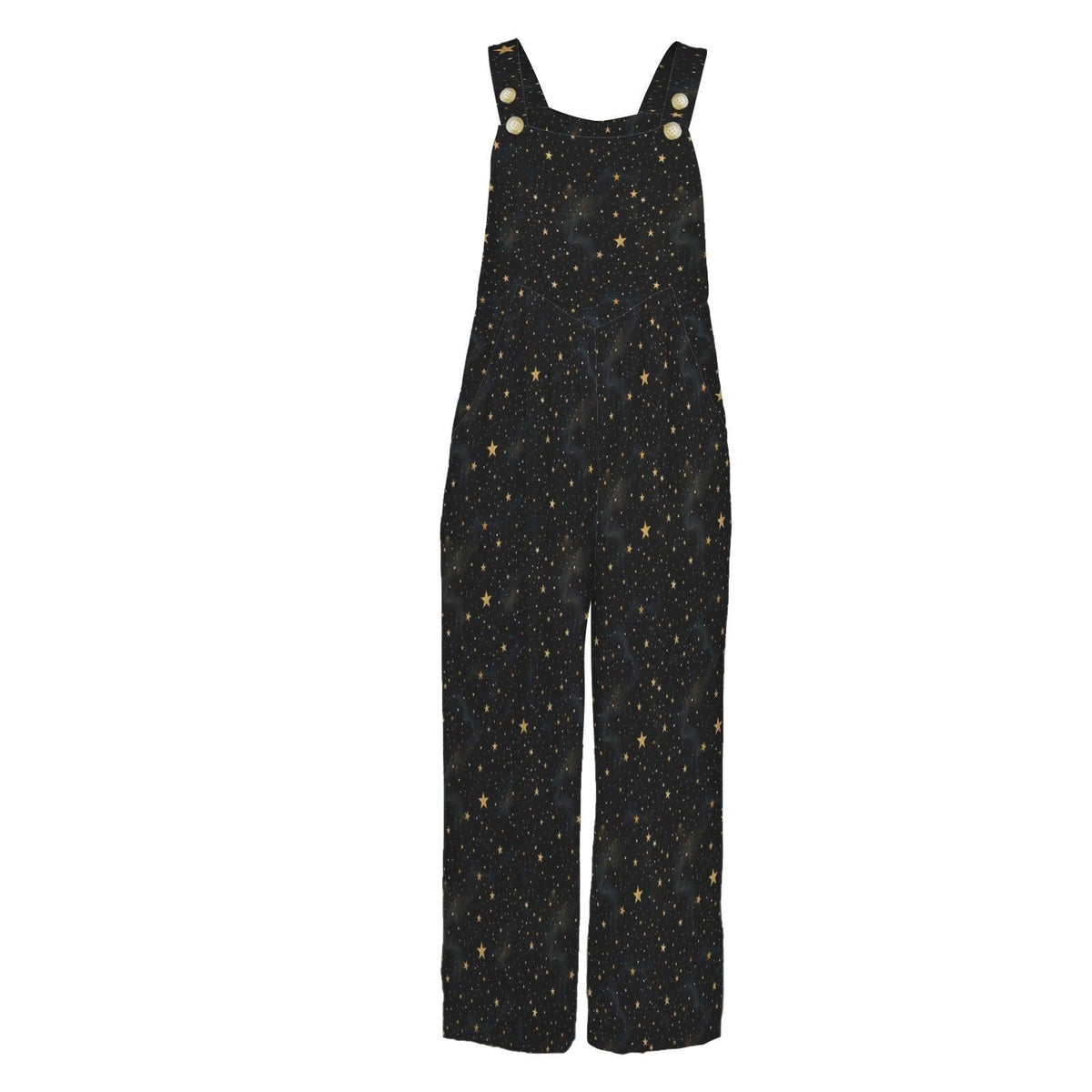 Black Star Speckle Celestial Wide Leg Jumpsuit with Pockets, Womens Overalls