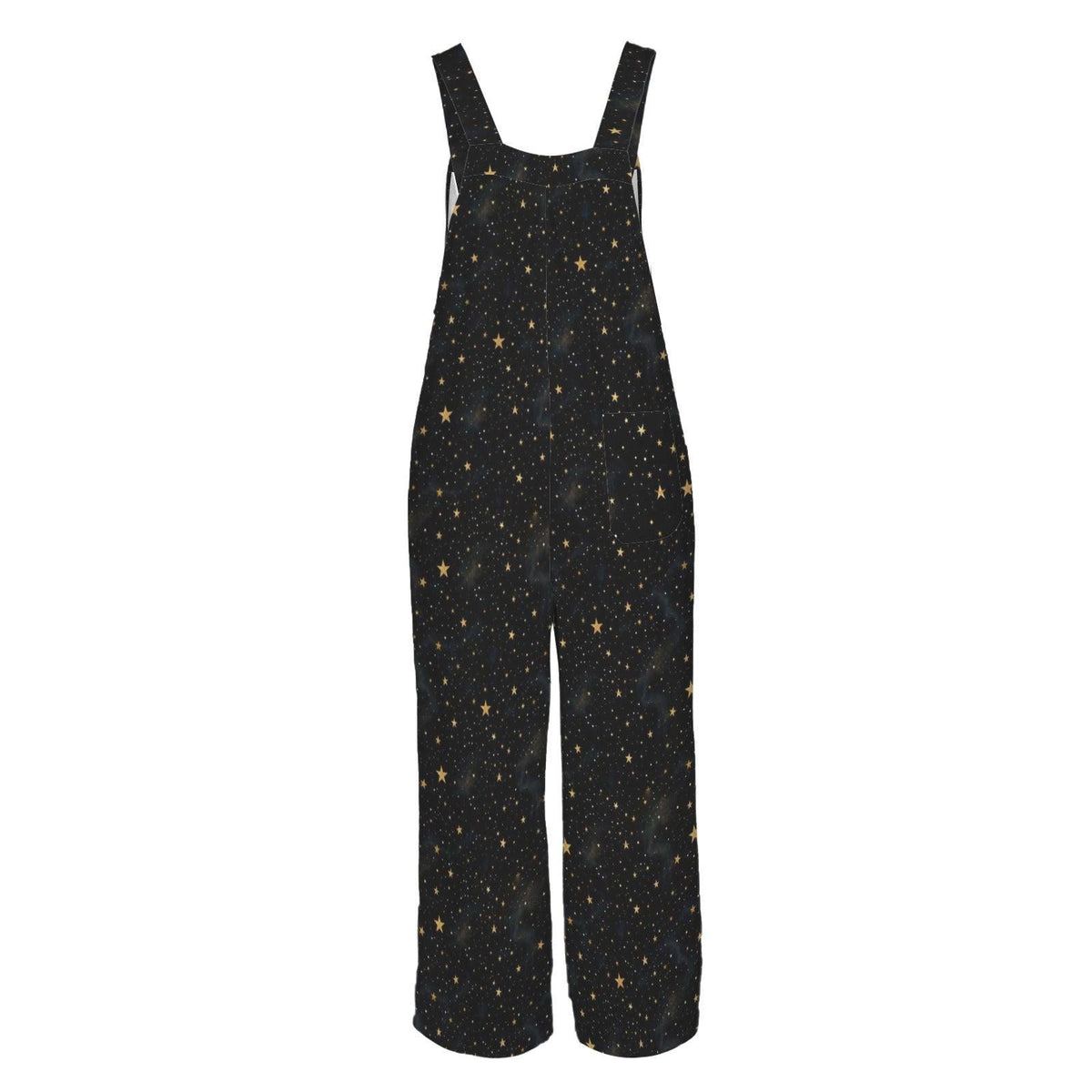 Black Star Speckle Celestial Wide Leg Jumpsuit with Pockets, Womens Overalls