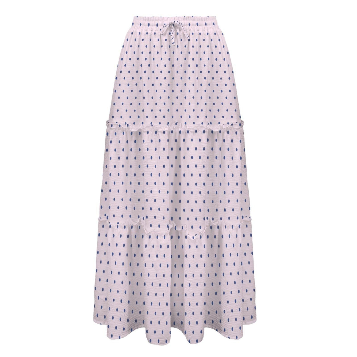 Lavender Polka Dot Maxi Skirt, Purple Tiered Retro Style
