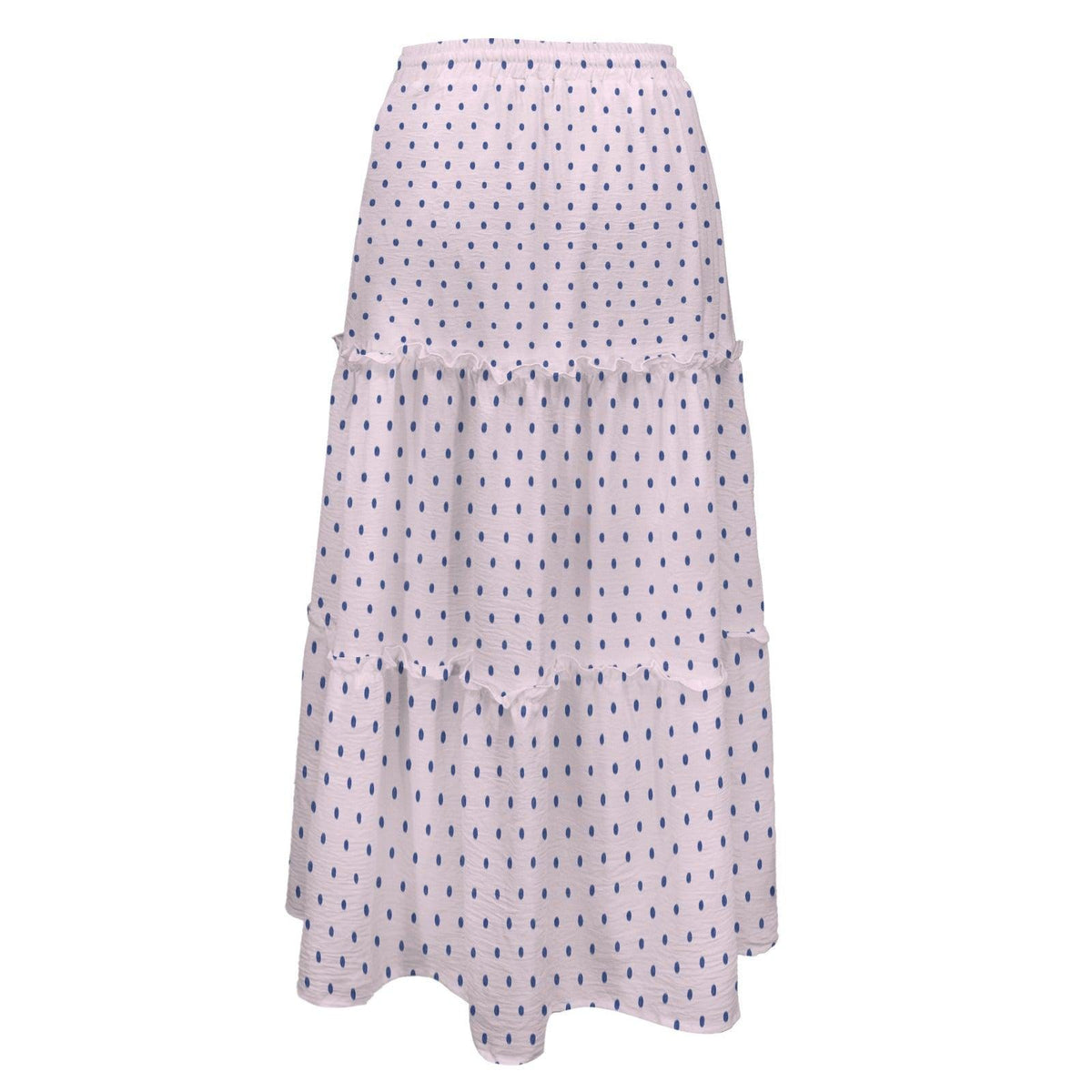 Lavender Polka Dot Maxi Skirt, Purple Tiered Retro Style