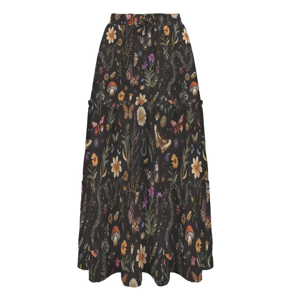 Enchanted Woodland Maxi Skirt, Mushrooms, Moths and Ferns