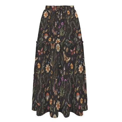 Enchanted Woodland Maxi Skirt, Mushrooms, Moths and Ferns