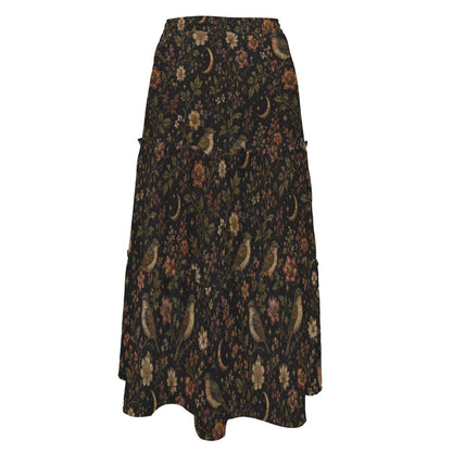 Celestial Forest Maxi Skirt, Black Moon Botanical Design
