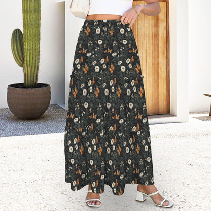 Daisy Maxi Skirt, Charcoal Tiered Wildflower Skirt