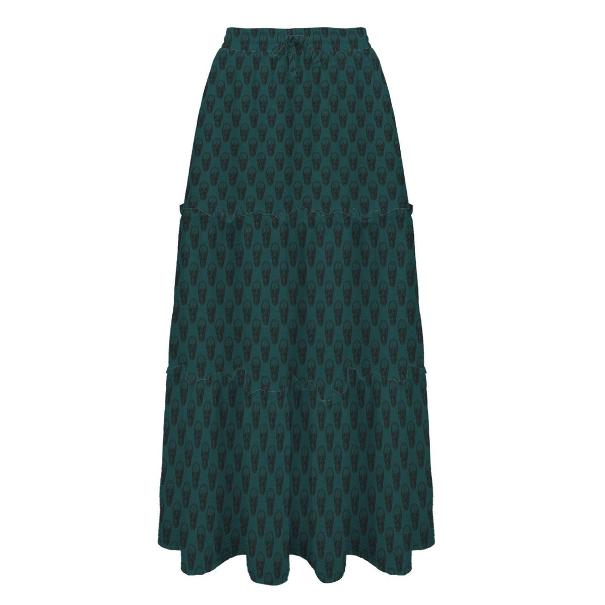 Tonal Damask Maxi Skirt, Forest Green Botanical Tiered Skirt