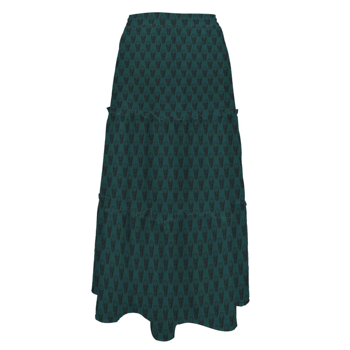 Tonal Damask Maxi Skirt, Forest Green Botanical Tiered Skirt