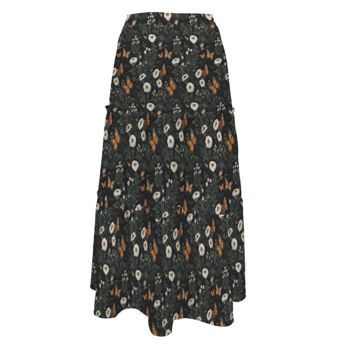 Daisy Maxi Skirt, Charcoal Tiered Wildflower Skirt