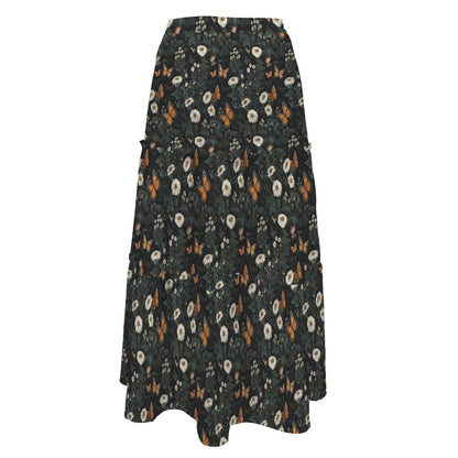 Daisy Maxi Skirt, Charcoal Tiered Wildflower Skirt