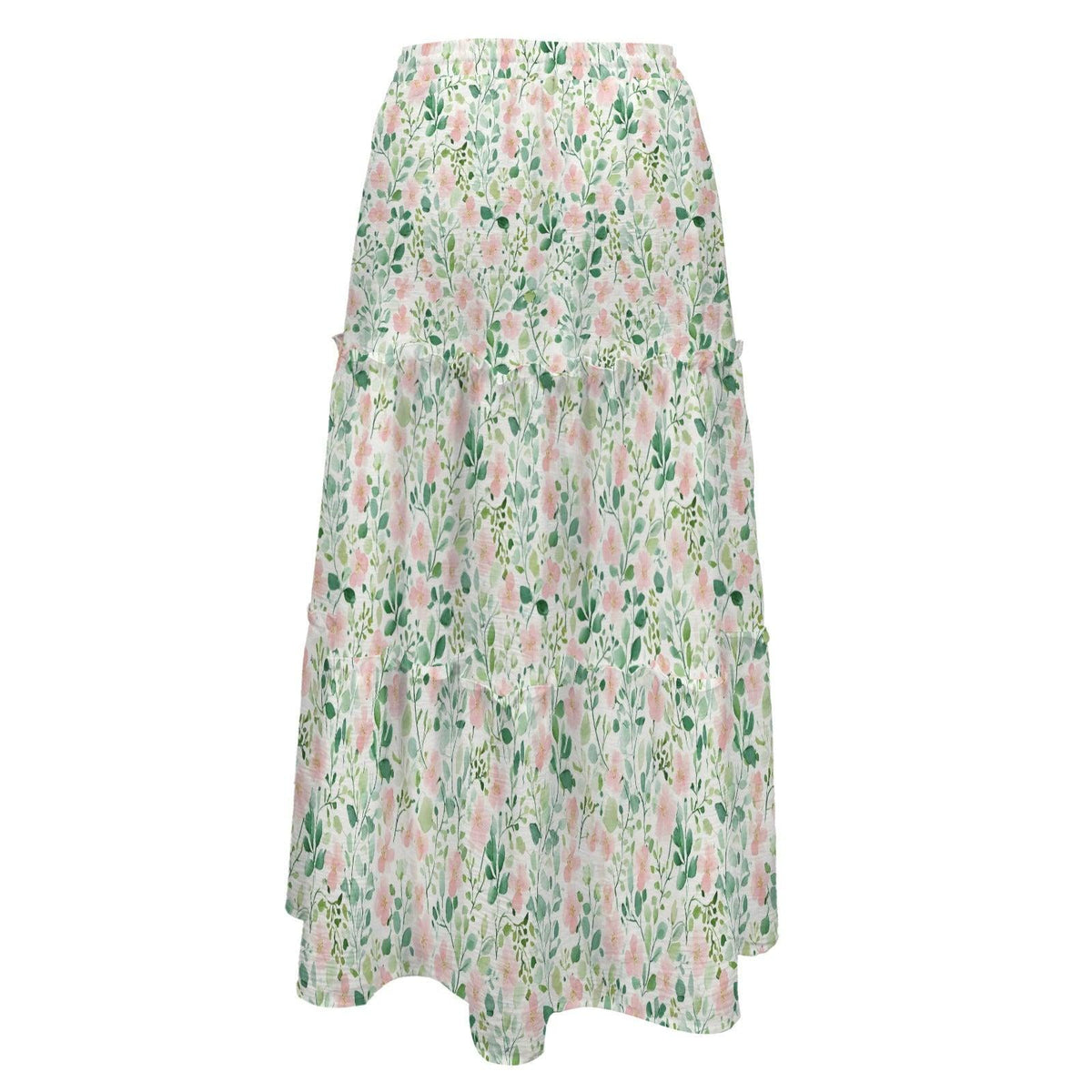 Cottage Garden Maxi Skirt, Blush Watercolor Floral Design