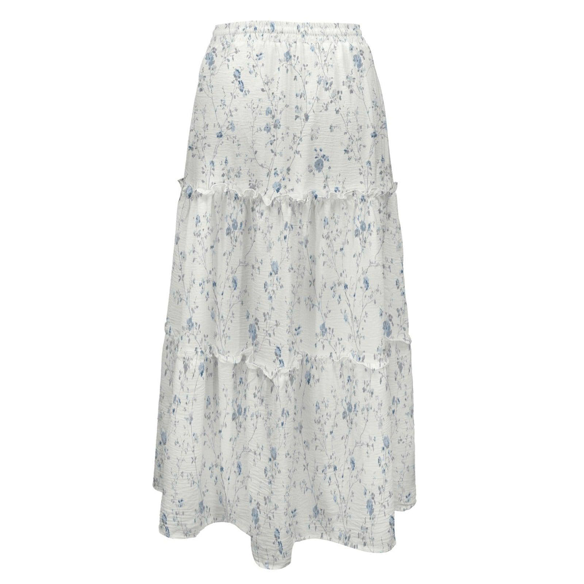 Delicate Blue Floral Maxi Skirt, Ivory Ditsy Wildflower Design