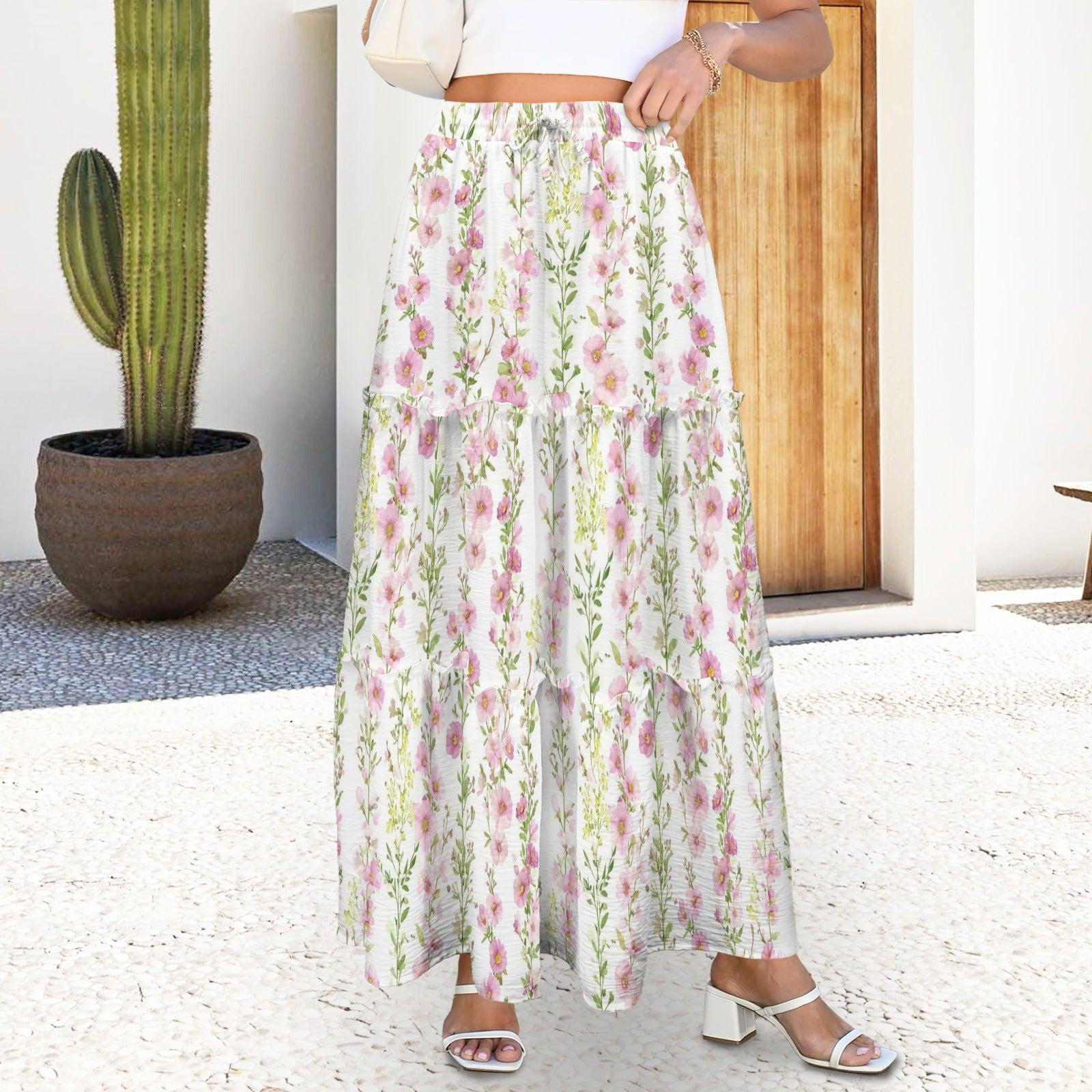 High Waist Tiered Maxi Skirt