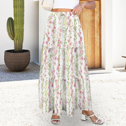 High Waist Tiered Maxi Skirt