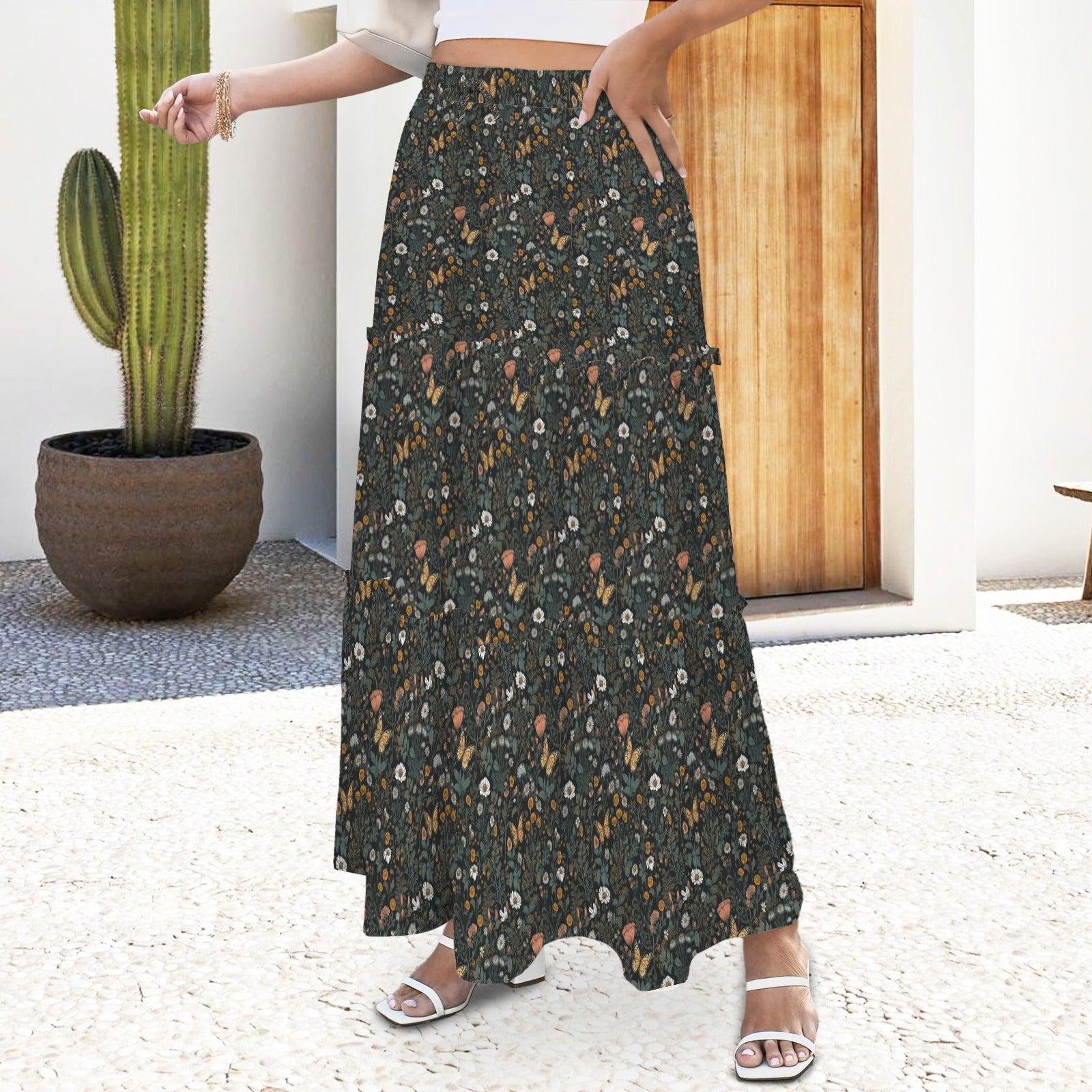 High Waist Tiered Maxi Skirt
