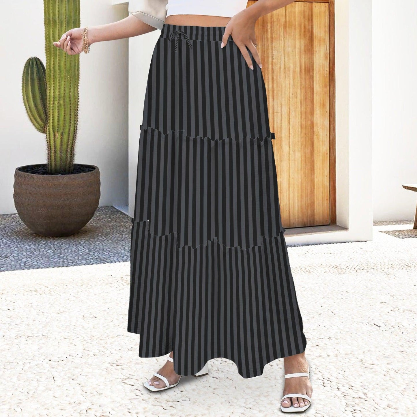 High Waist Tiered Maxi Skirt