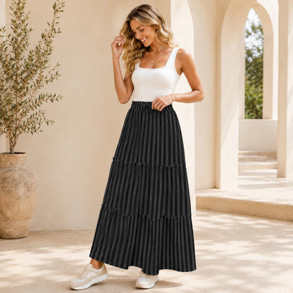 High Waist Tiered Maxi Skirt