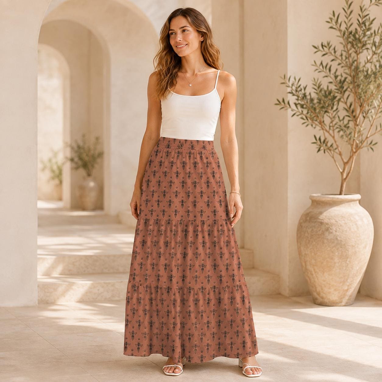 High Waist Tiered Maxi Skirt
