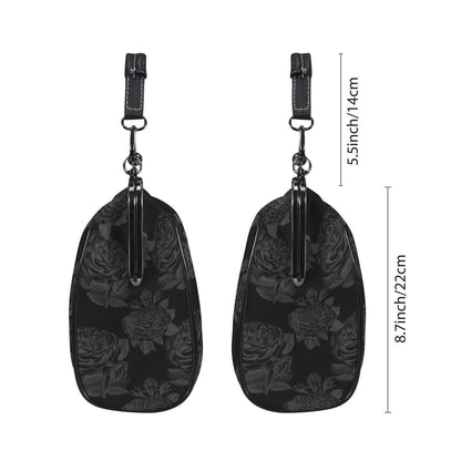 Black Rose Kisslock Bag, Dark Floral Vintage Handbag, Elegant Top Handle Evening Purse