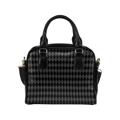 Black Harlequin Handbag, Gothic Satchel Purse, Dark Academia Shoulder Bag