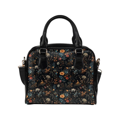 Dark Floral Satchel, Witchy Botanical Handbag, Cottagecore Purse