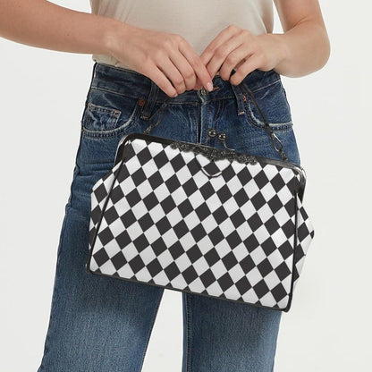 Black and White Harlequin Kisslock Handbag
